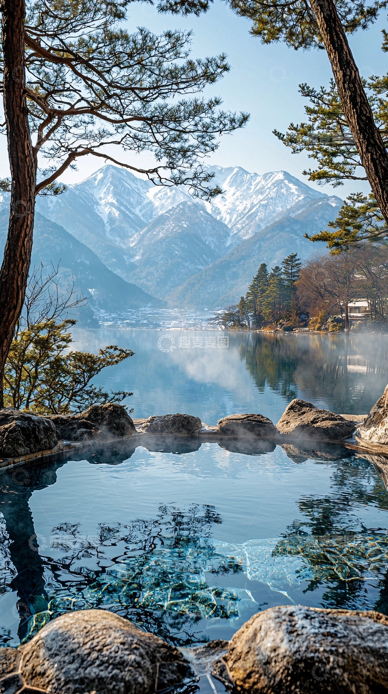 高清大图下载【趣麦麦图】山间温泉