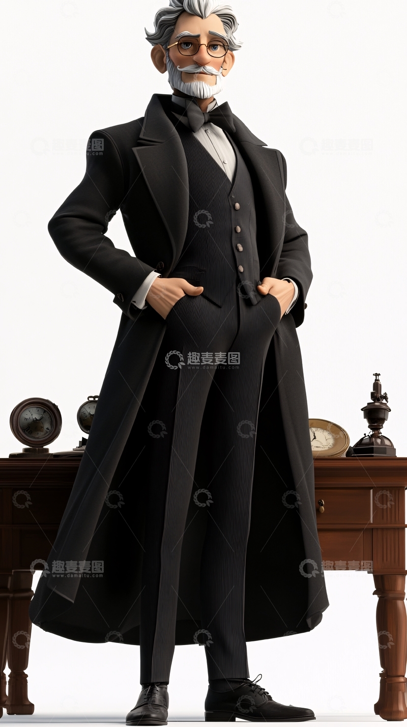 高清大图下载【趣麦麦图】优雅绅士长款风衣