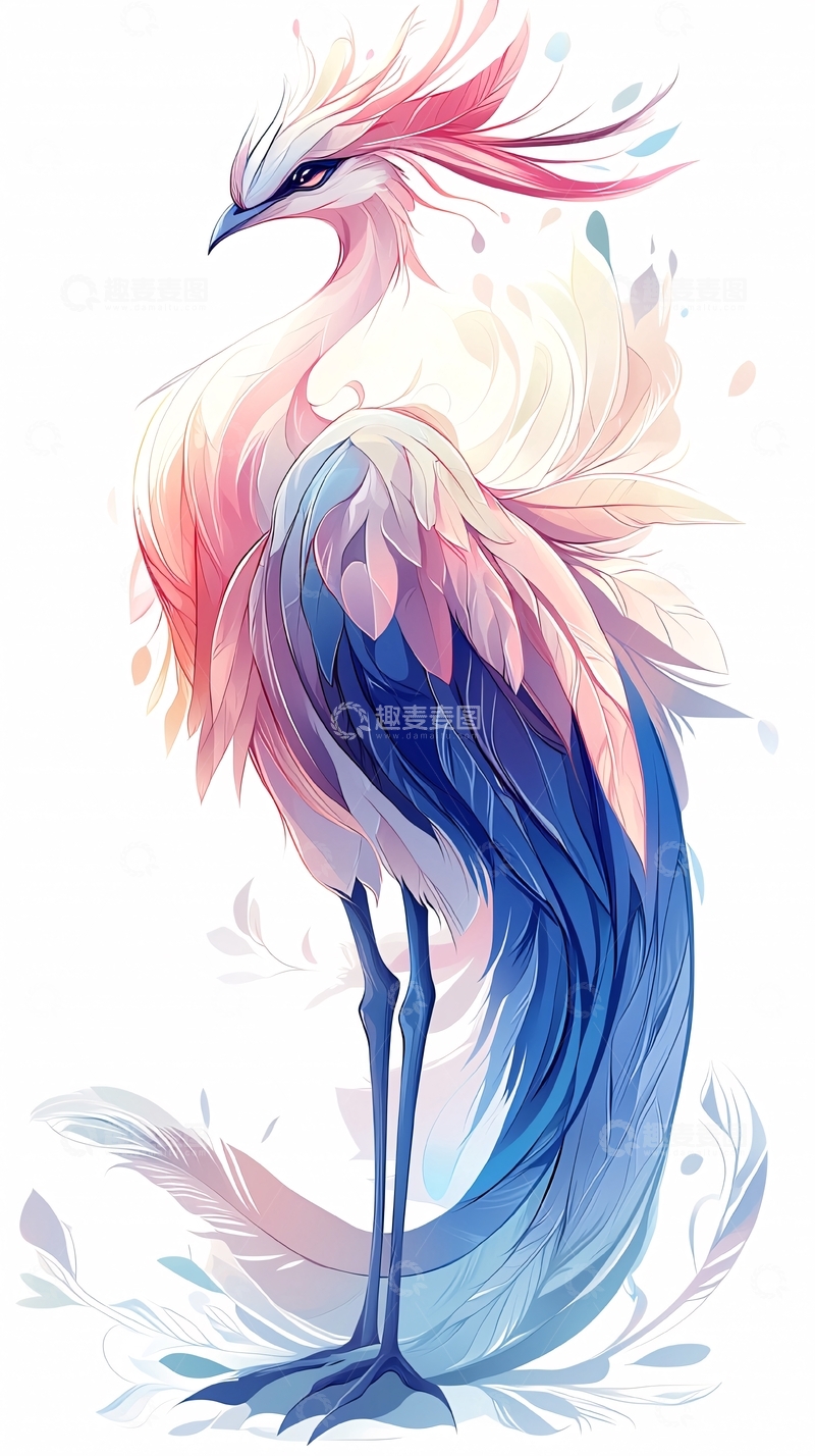 高清大图下载【趣麦麦图】梦幻彩色仙鹤