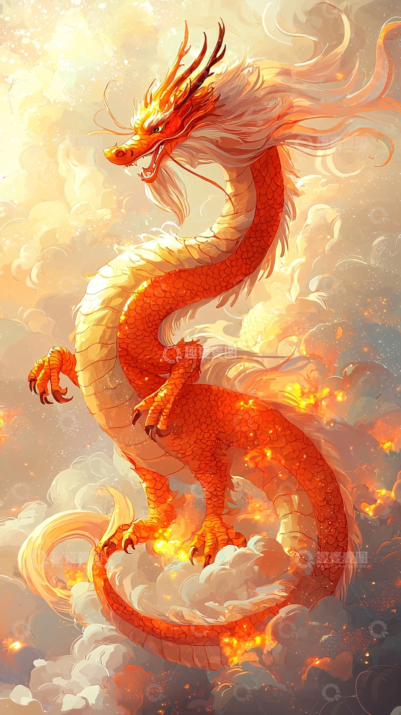 高清大图下载【趣麦麦图】祥瑞金龙腾云驾雾