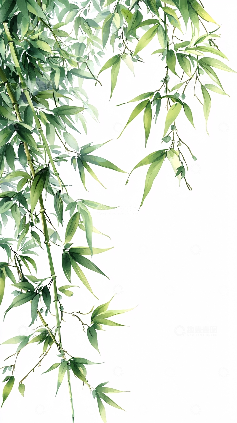 高清大图下载【趣麦麦图】水墨风竹叶