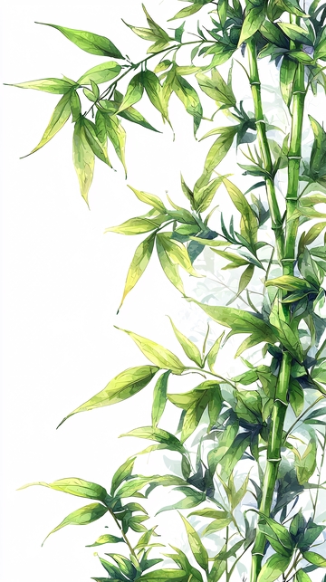 清新水彩竹子叶子