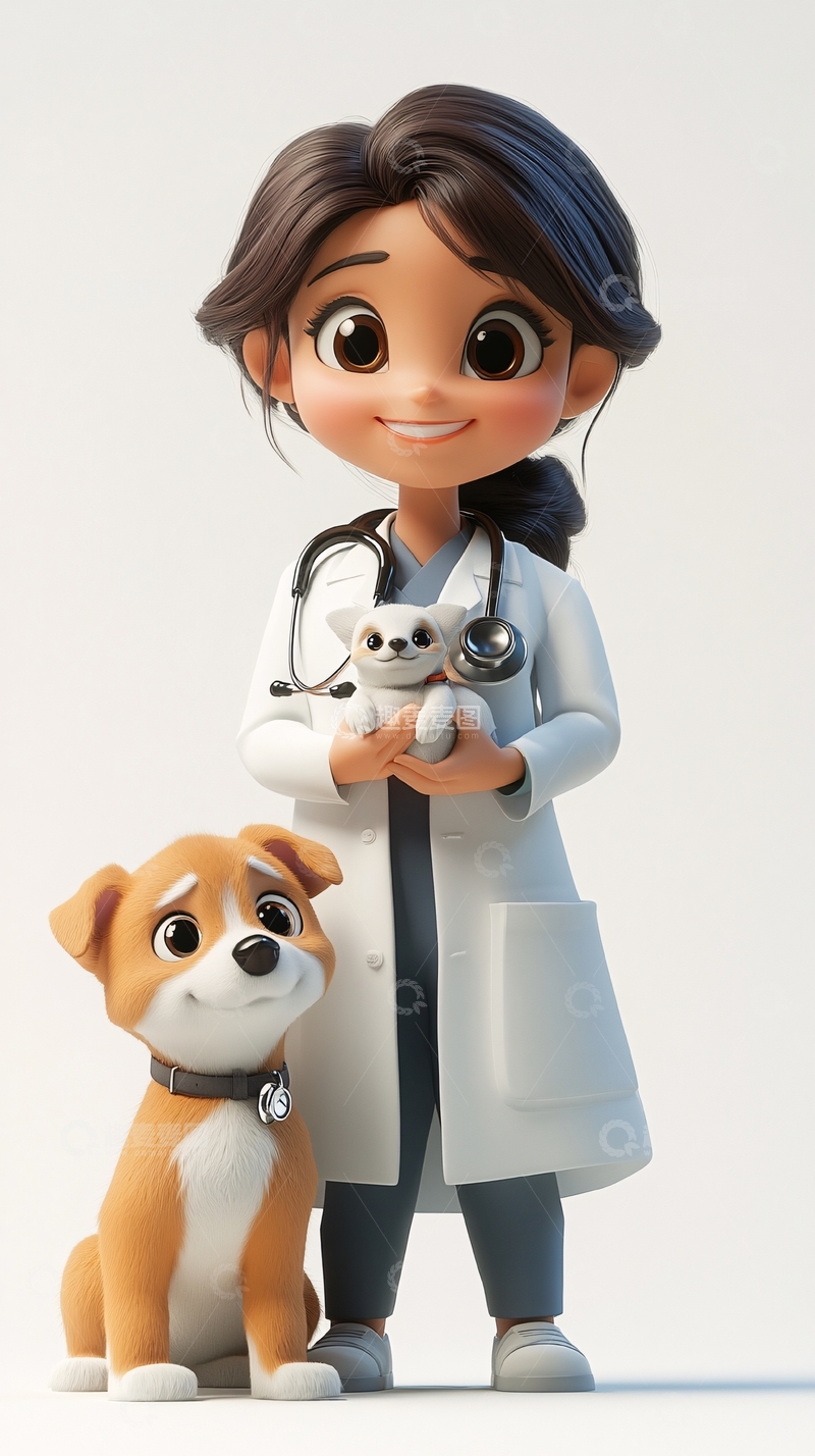 高清大图下载【趣麦麦图】卡通兽医