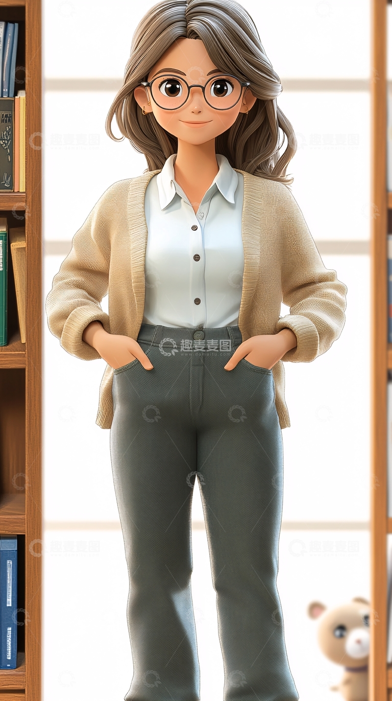 高清大图下载【趣麦麦图】温柔知性卡通女孩