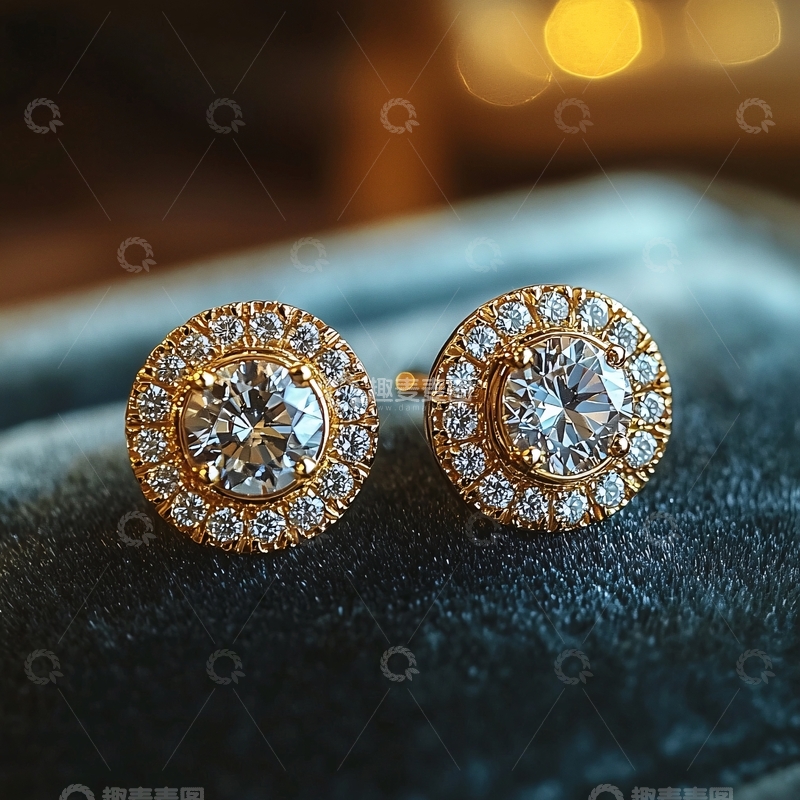 高清大图下载【趣麦麦图】黄金钻石耳环