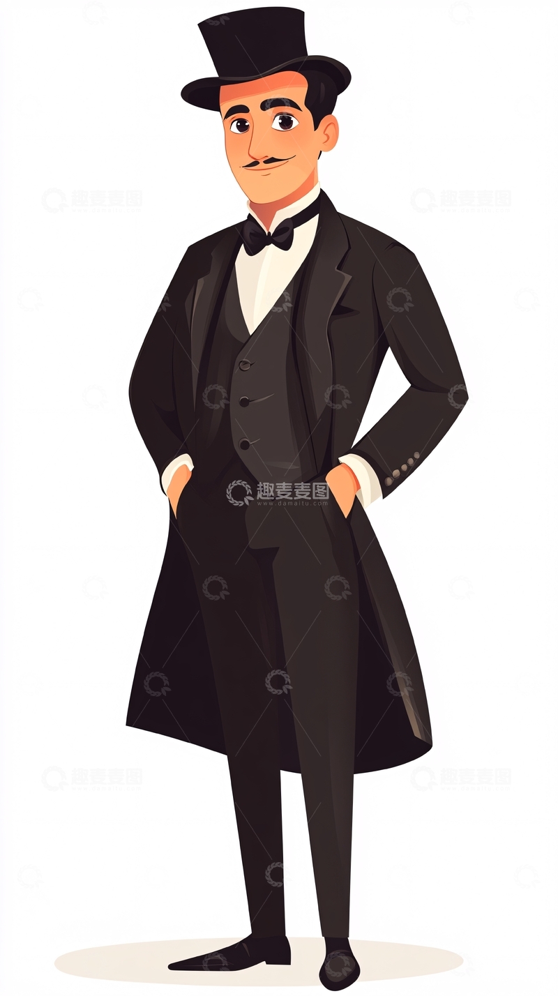 高清大图下载【趣麦麦图】绅士插画
