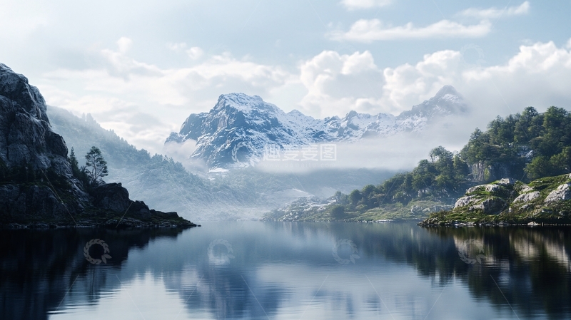 高清大图下载【趣麦麦图】雪山湖泊风景