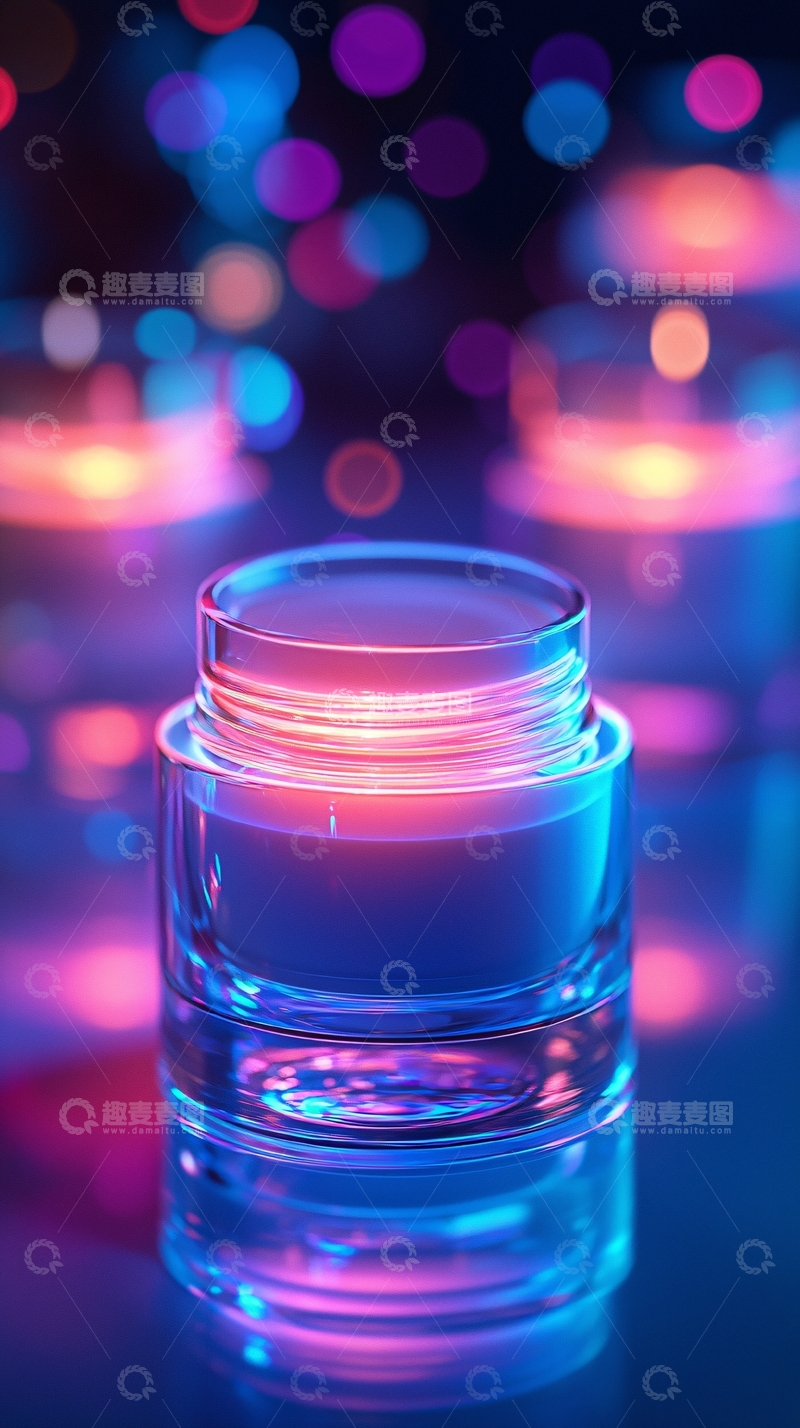 高清大图下载【趣麦麦图】玻璃罐中的彩色光芒