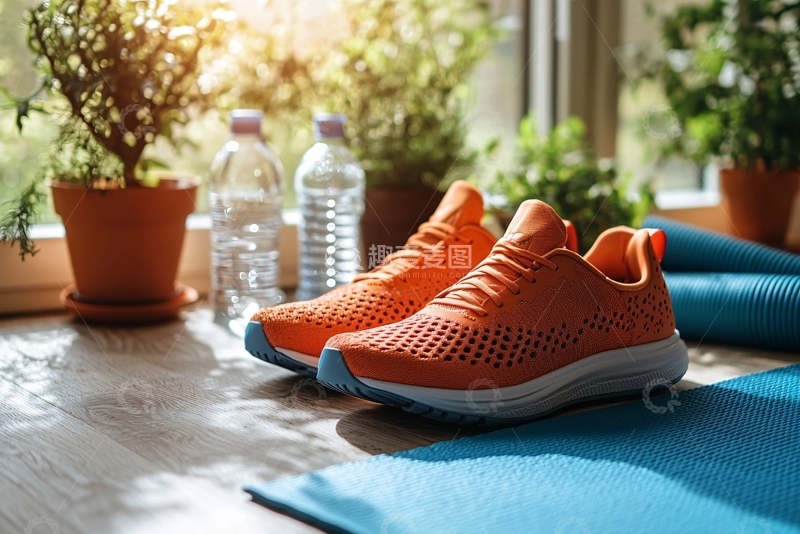 高清大图下载【趣麦麦图】运动鞋与瑜伽垫的阳光