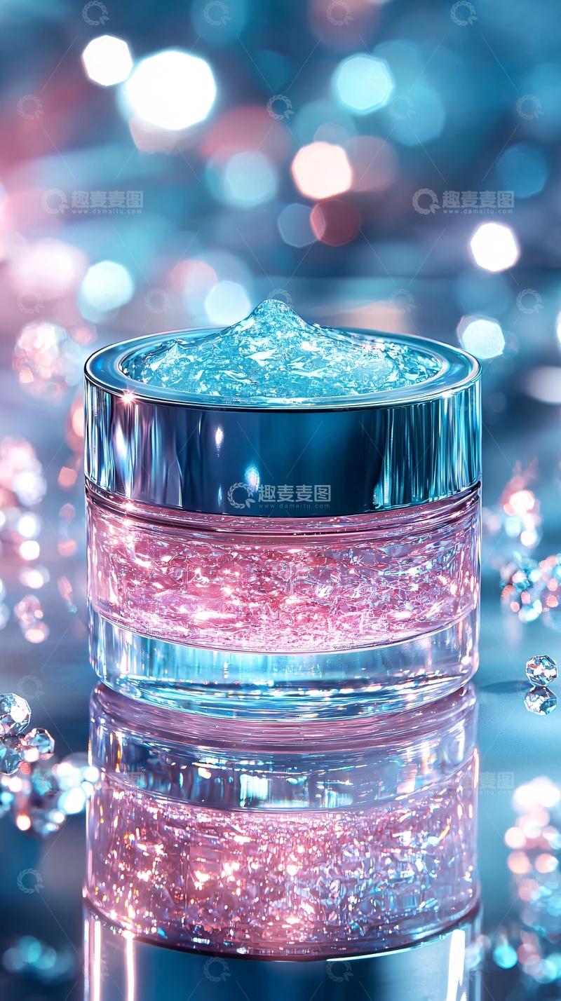 高清大图下载【趣麦麦图】闪亮粉色护肤品特写