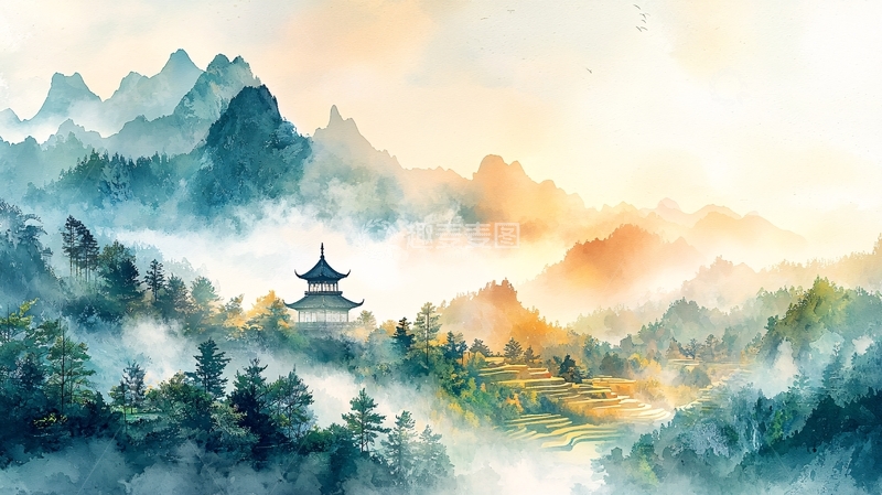 高清大图下载【趣麦麦图】水墨山水画531