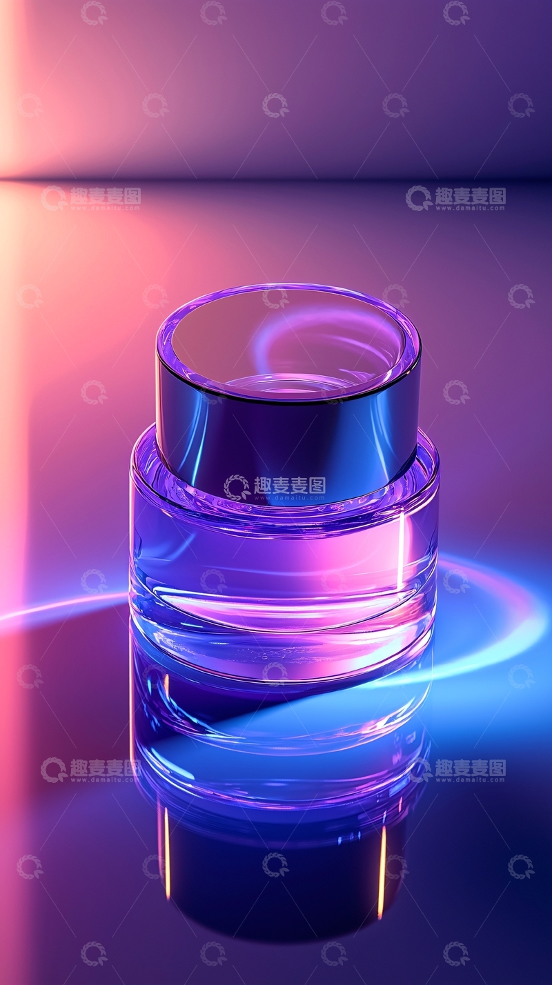 高清大图下载【趣麦麦图】紫色光晕下的玻璃罐