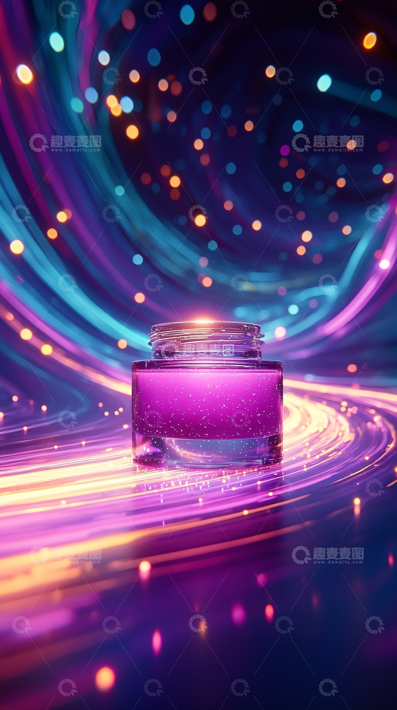 高清大图下载【趣麦麦图】发光罐子与霓虹光线