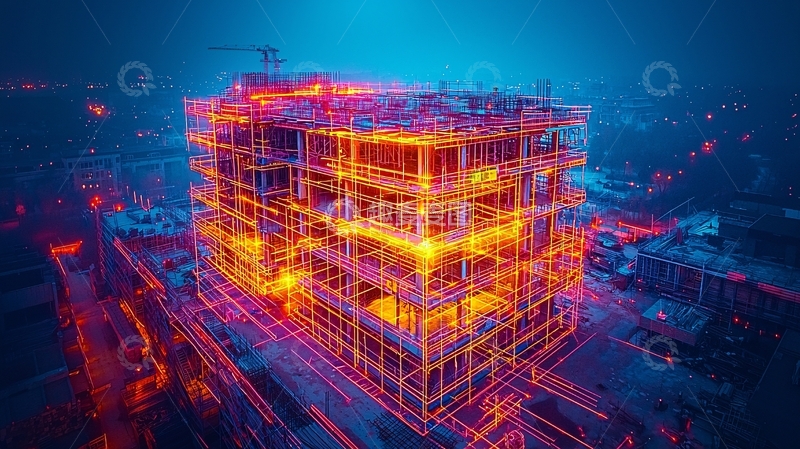 高清大图下载【趣麦麦图】夜景建筑工地