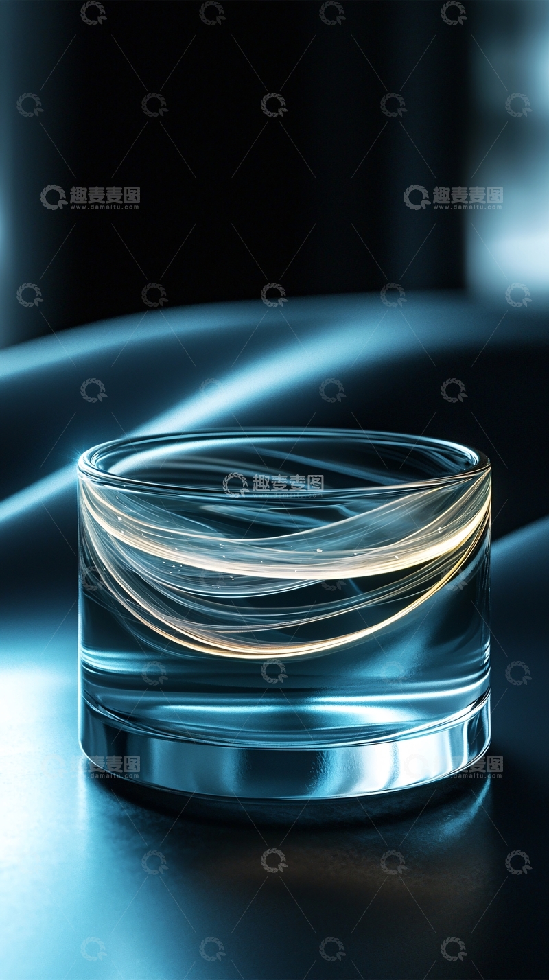 高清大图下载【趣麦麦图】蓝色玻璃杯