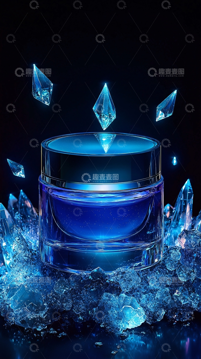 高清大图下载【趣麦麦图】蓝色晶体护肤品