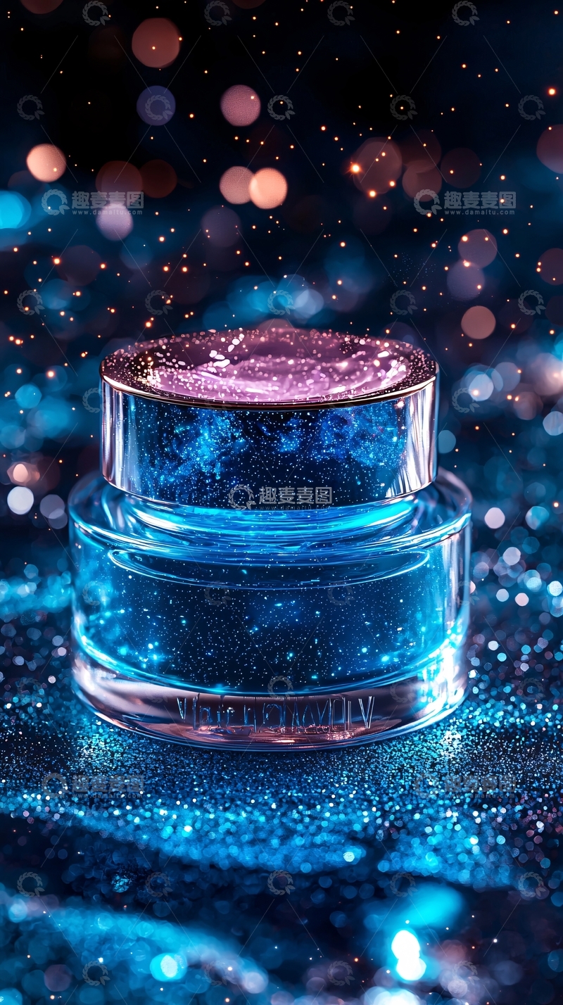 高清大图下载【趣麦麦图】蓝色透明护肤品瓶子