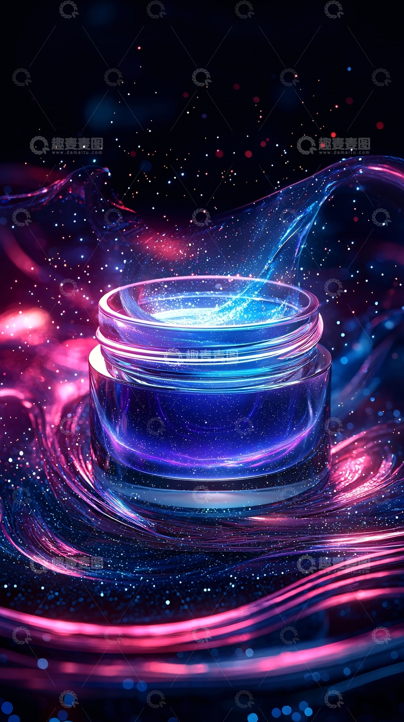 高清大图下载【趣麦麦图】梦幻紫色蓝色液体护肤品