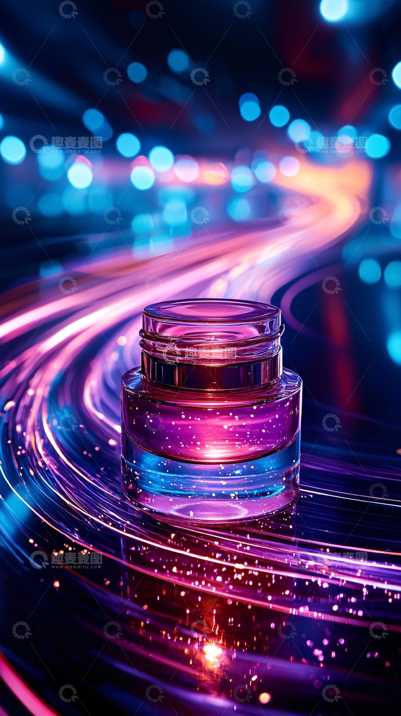 高清大图下载【趣麦麦图】紫色流光溢彩的护肤品