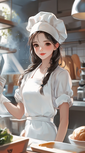 甜美厨师女孩