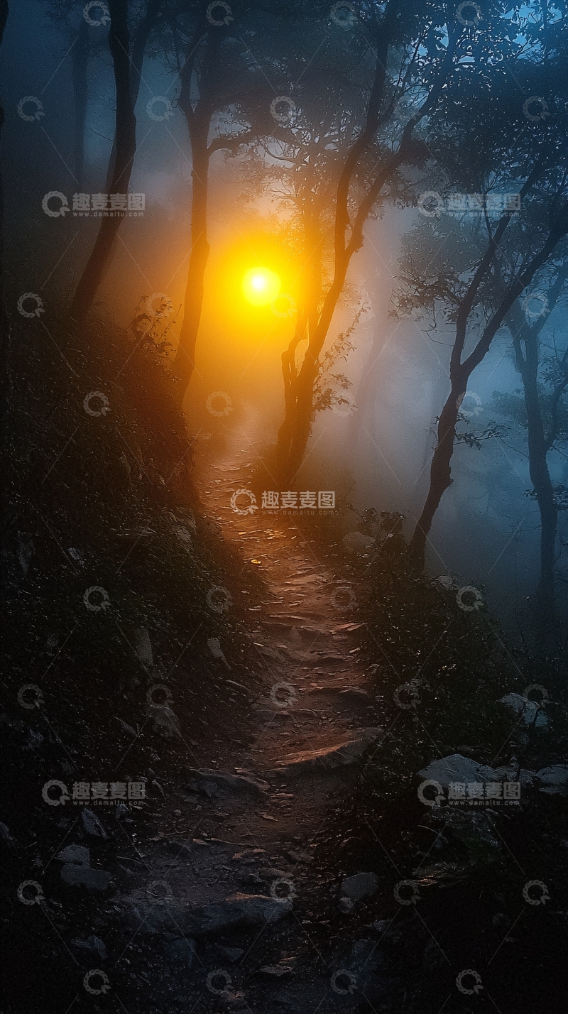 高清大图下载【趣麦麦图】雾中幽暗小路