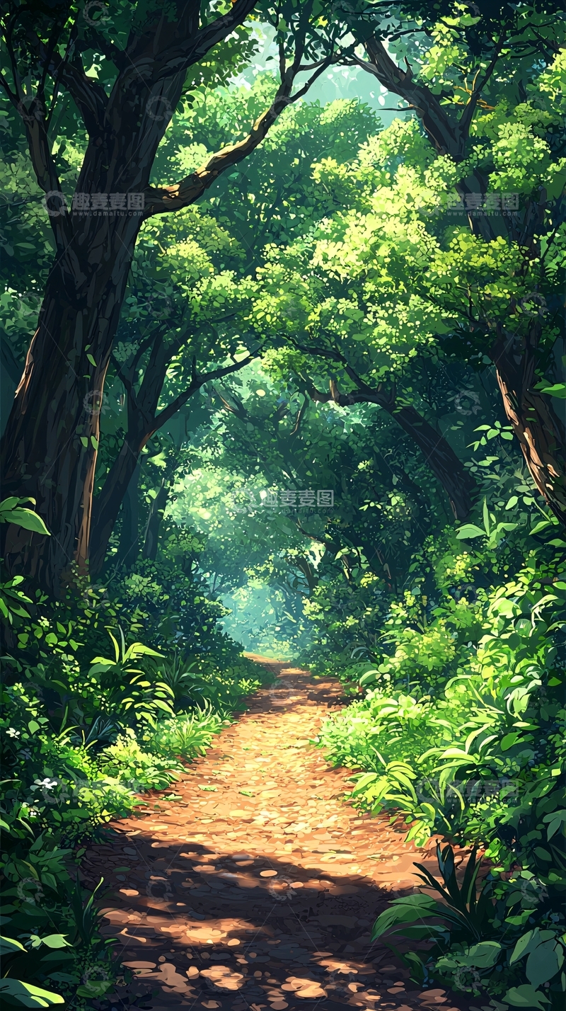 高清大图下载【趣麦麦图】阳光森林小路