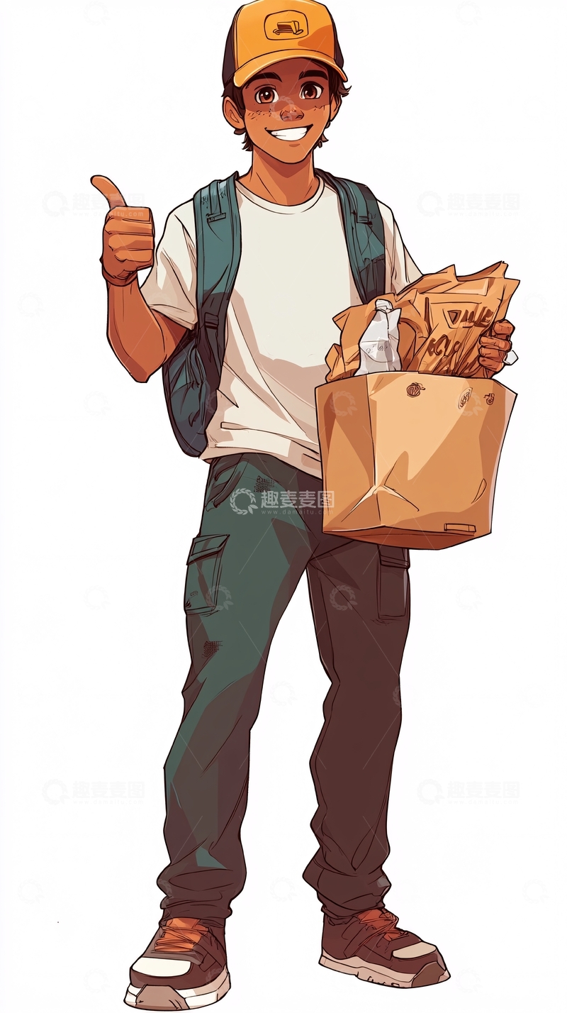 高清大图下载【趣麦麦图】快乐的送报员