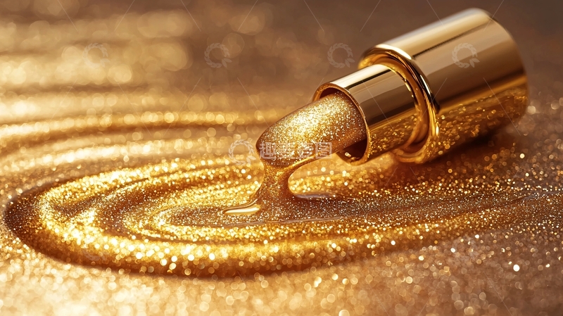 高清大图下载【趣麦麦图】金色口红与金色液体