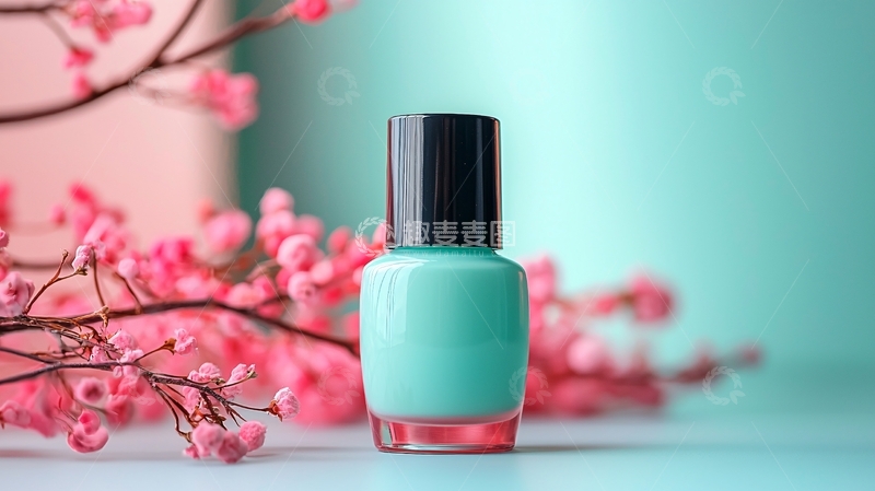 高清大图下载【趣麦麦图】浅蓝色指甲油瓶