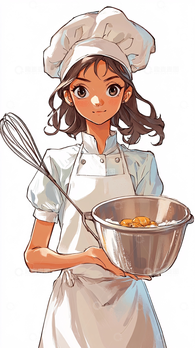 高清大图下载【趣麦麦图】-甜点师女孩