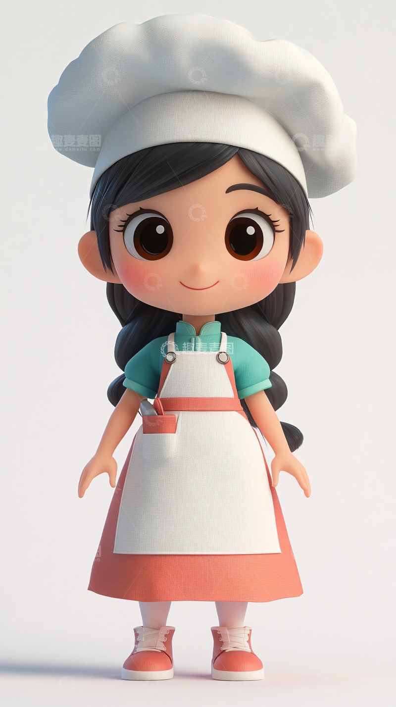 高清大图下载【趣麦麦图】可爱卡通厨师小女孩