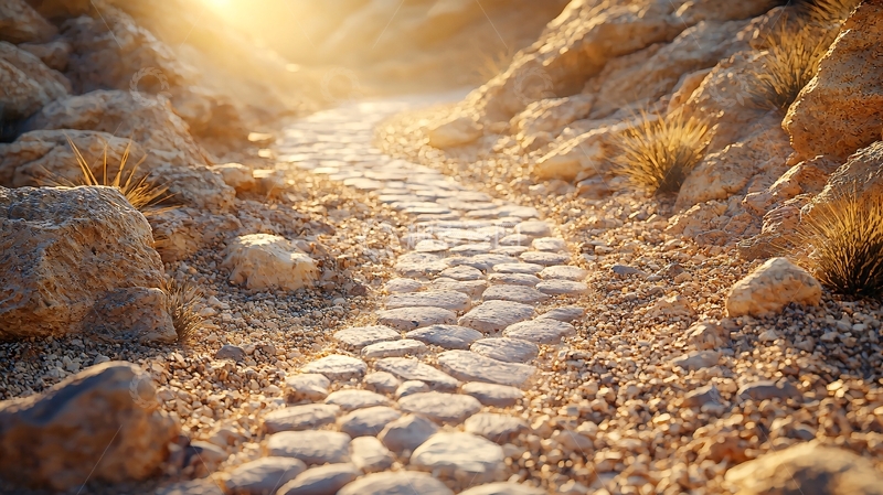 高清大图下载【趣麦麦图】阳光洒在石子路上