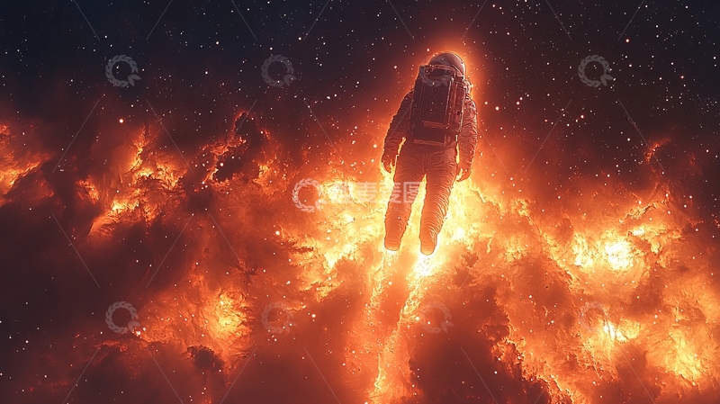 高清大图下载【趣麦麦图】宇航员太空火焰