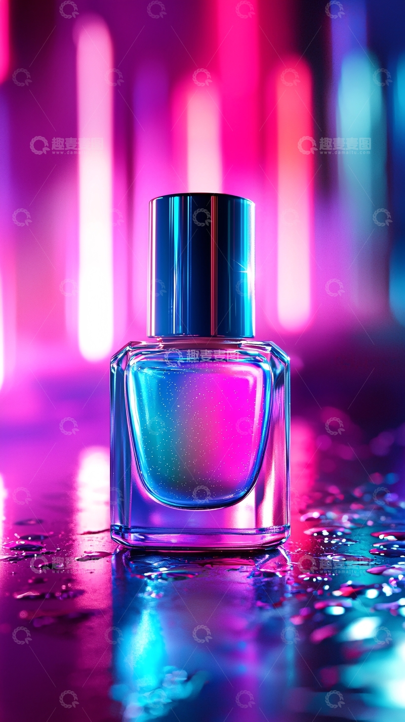 高清大图下载【趣麦麦图】霓虹灯光下的香水瓶