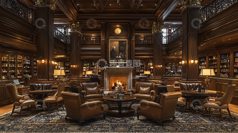 高清大图下载【趣麦麦图】奢华复古图书馆