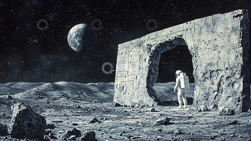 高清大图下载【趣麦麦图】月球宇航员遗址