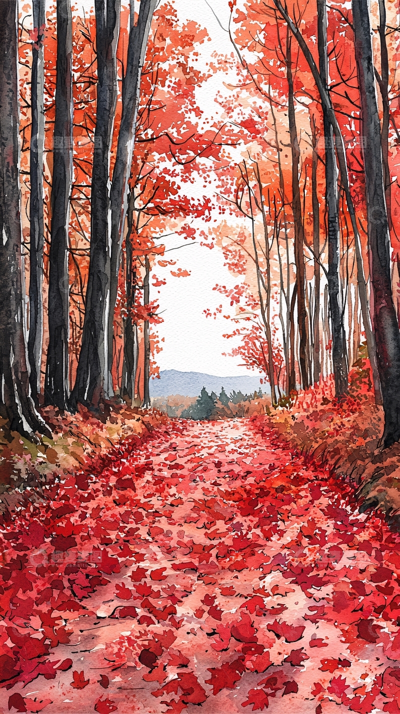 高清大图下载【趣麦麦图】红叶小路