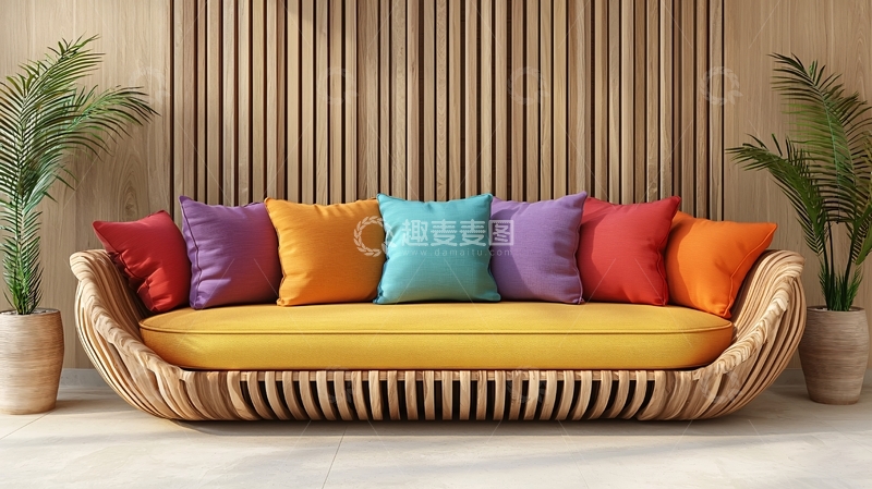 高清大图下载【趣麦麦图】彩色抱枕沙发