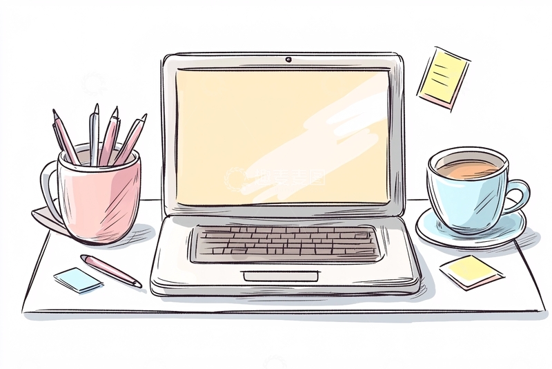 高清大图下载【趣麦麦图】桌面上的笔记本电脑