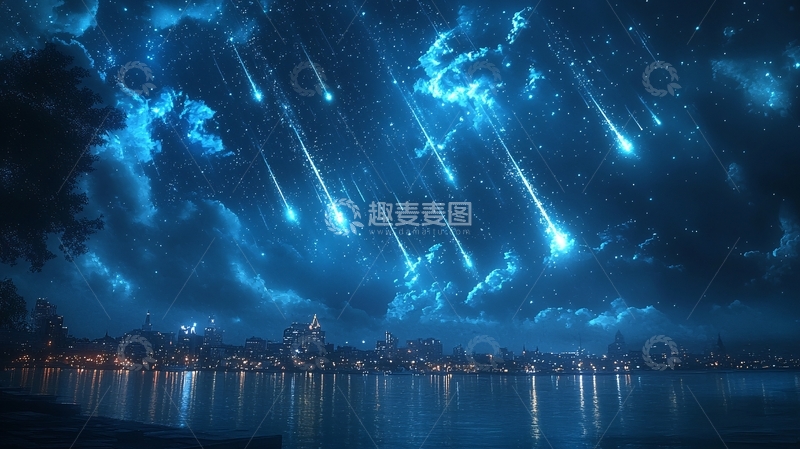 高清大图下载【趣麦麦图】蓝色流星雨