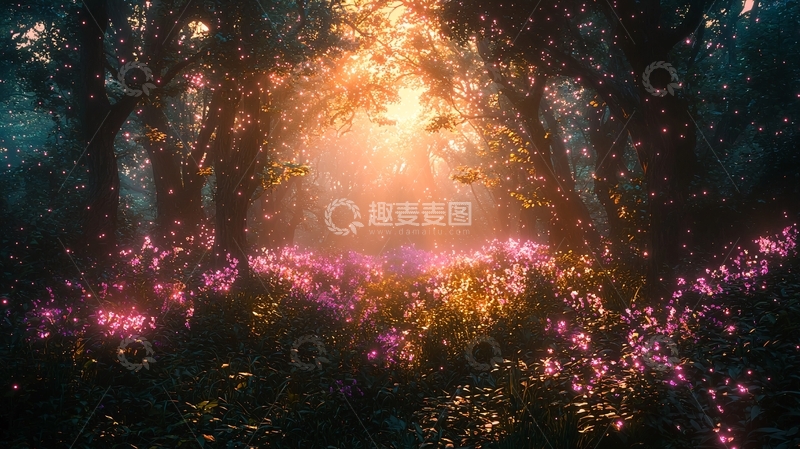 高清大图下载【趣麦麦图】梦幻森林光影