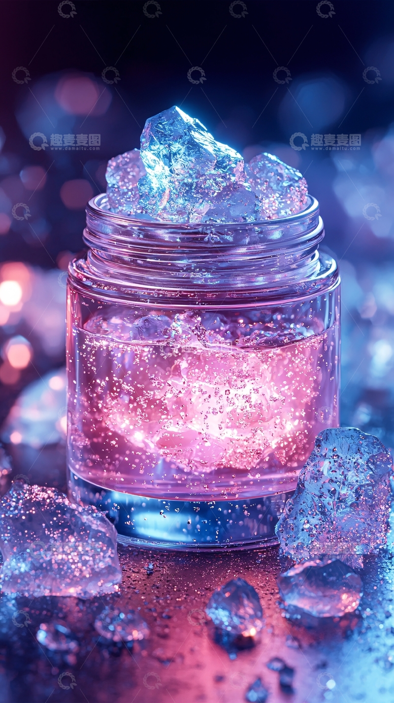高清大图下载【趣麦麦图】梦幻紫蓝冰块液体