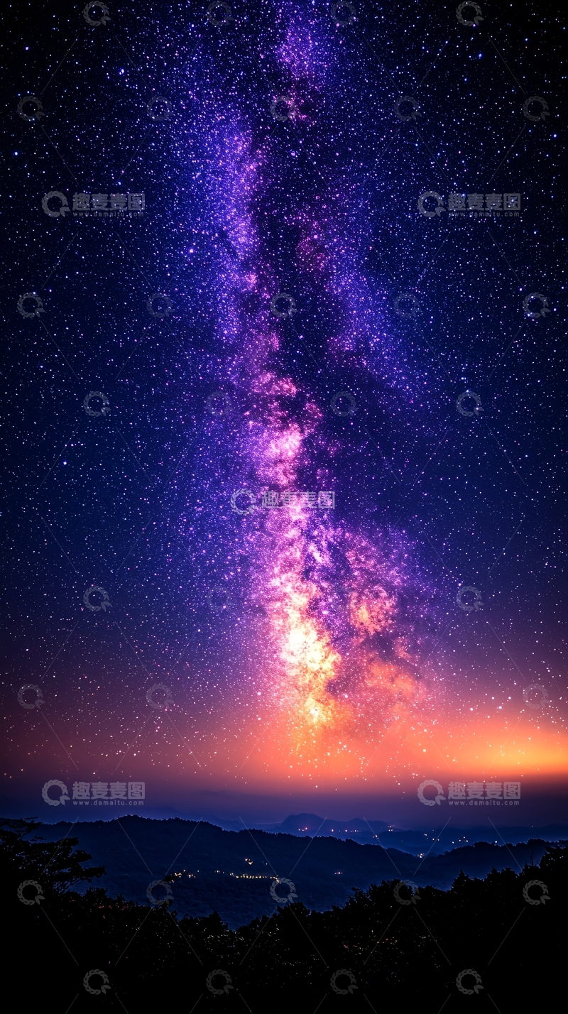 高清大图下载【趣麦麦图】紫色银河星空