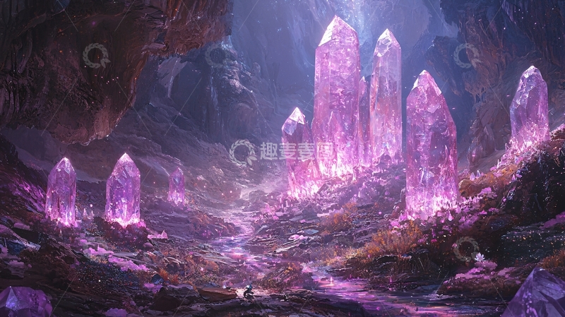 高清大图下载【趣麦麦图】紫色水晶洞穴