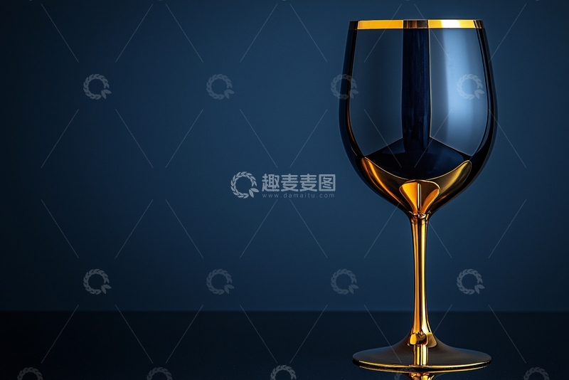 高清大图下载【趣麦麦图】黑色与金色酒杯