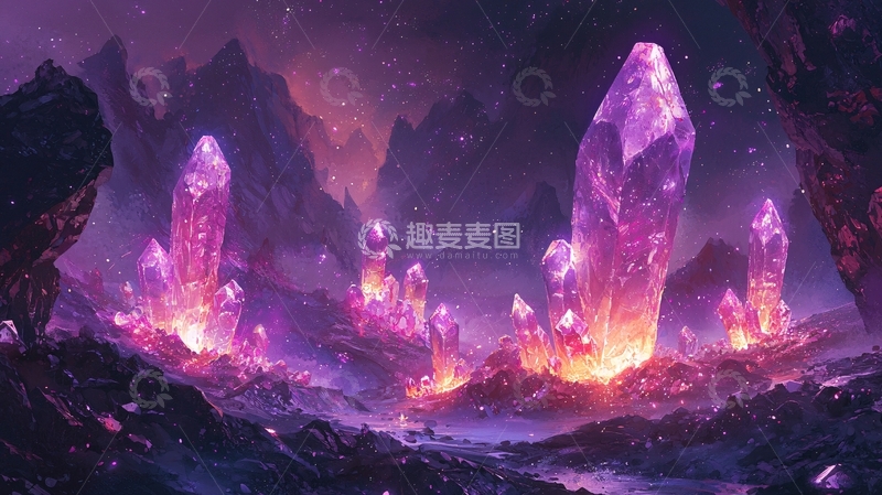 高清大图下载【趣麦麦图】紫色水晶山脉