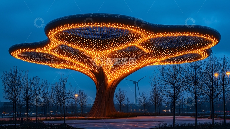 高清大图下载【趣麦麦图】夜晚灯光树