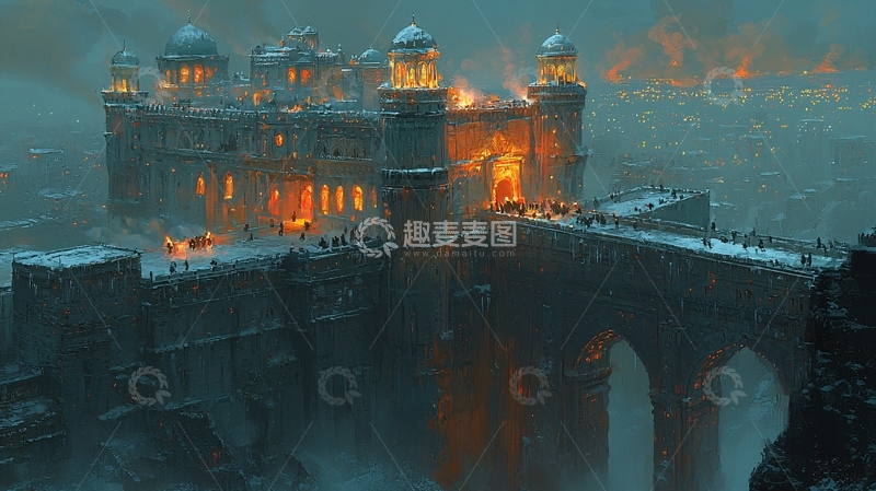 高清大图下载【趣麦麦图】燃烧的城堡