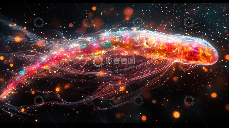 高清大图下载【趣麦麦图】梦幻多彩发光水母