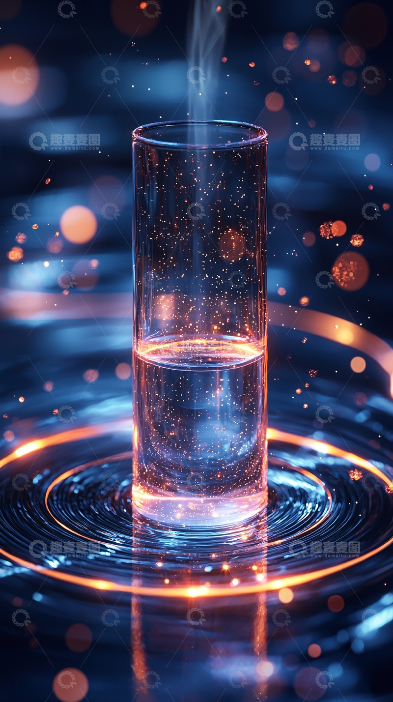 高清大图下载【趣麦麦图】光影玻璃杯水纹
